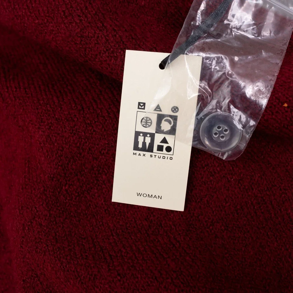 Max Studio Cardigan Women 2X Red NWT Asymmetric Button Wrap Knit Sweater